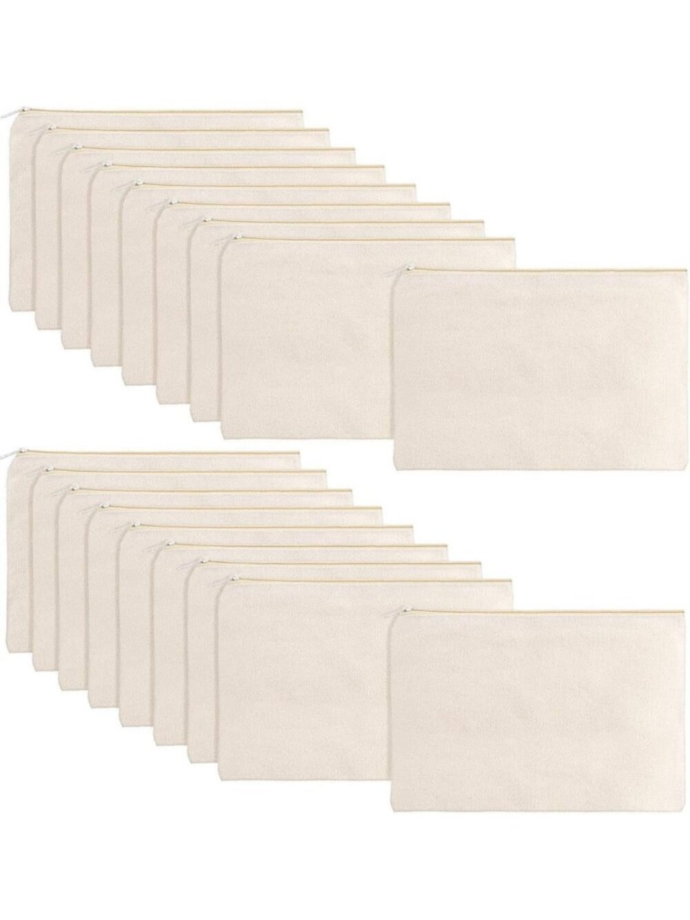 16 Pcs Blank Canvas Zipper Pouch Set, Large Beige Pencil Bags for School